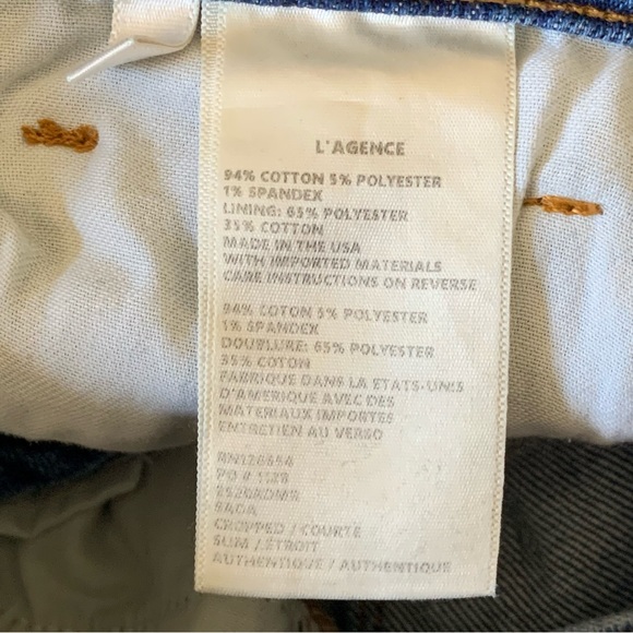 L'Agence Blue Sada Cropped Slim Ankle Fray Jeans Women’s Size 24 - 25” Inseam - Picture 9 of 11
